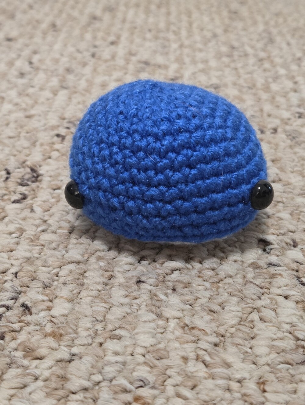 Hand Crafted Blue Crochet Whale Plush with Black Eyes